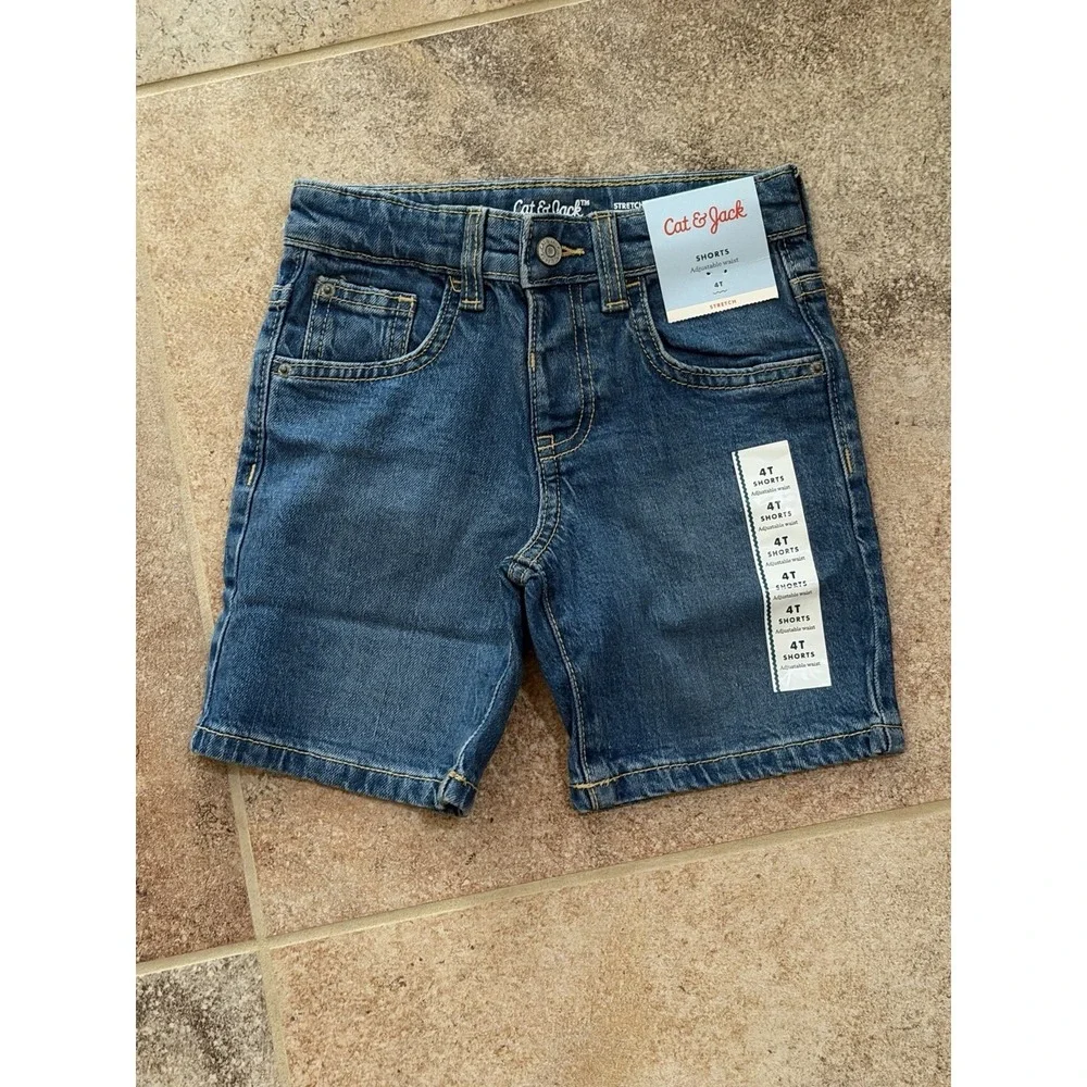 Cat & Jack Toddler Boys 5-Pocket Adjustable Waist Denim Shorts Size 4T NWT